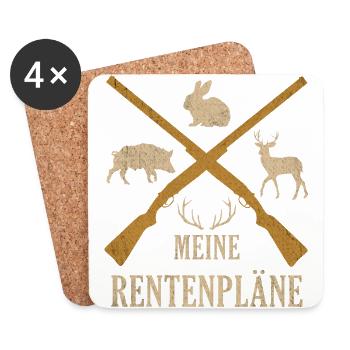 Rentenpläne Jäger Rentner Förster Ruhestand Rente - Untersetzer (4er-Set) - Weiß - Vorne