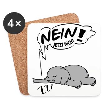 Nein jetzt nicht Elefant Ingnorant Nein Nö Chef - Untersetzer (4er-Set) - Weiß - Vorne