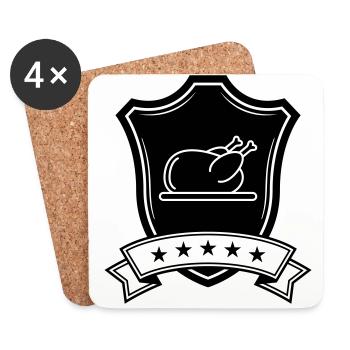 Chicken coat of arms - Coasters (set of 4) - white - Front