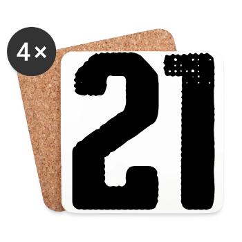 21 number jersey - Coasters (set of 4) - white - Front