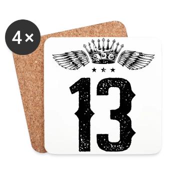 13 Number crown - Coasters (set of 4) - white - Front