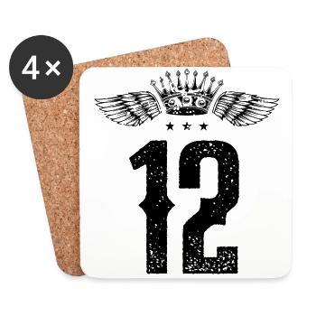 12 Zahl Krone - Untersetzer (4er-Set) - Weiß - Vorne