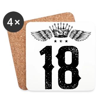 18 Zahl Krone - Untersetzer (4er-Set) - Weiß - Vorne