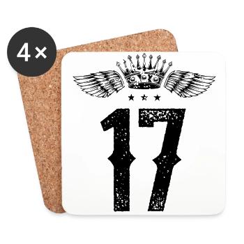 17 Number crown - Coasters (set of 4) - white - Front