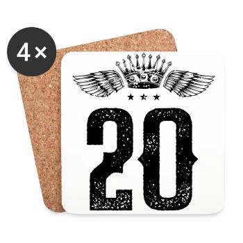 20 Zahl Krone - Untersetzer (4er-Set) - Weiß - Vorne