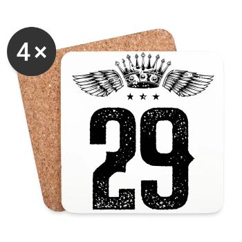 29 Zahl Krone - Untersetzer (4er-Set) - Weiß - Vorne