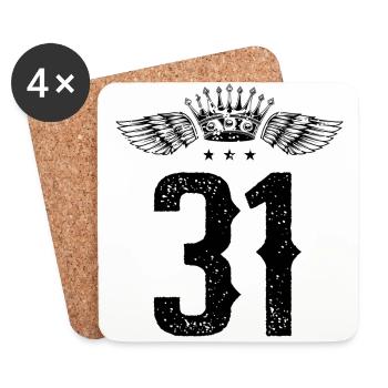 31 Number crown - Coasters (set of 4) - white - Front