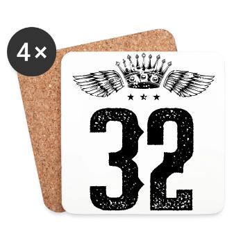 32 Number crown - Coasters (set of 4) - white - Front