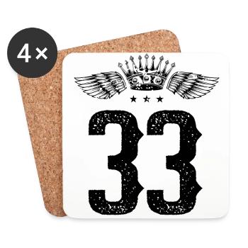 33 Zahl Krone - Untersetzer (4er-Set) - Weiß - Vorne