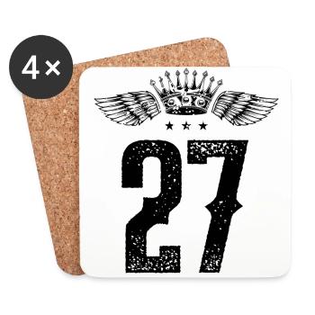 27 Zahl Krone - Untersetzer (4er-Set) - Weiß - Vorne