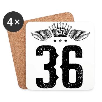 36 Number crown - Coasters (set of 4) - white - Front