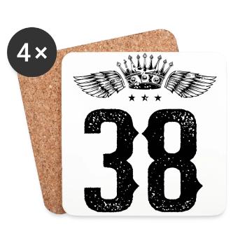 38 Couronne numérique - Dessous de verre (lot de 4) - blanc - Devant