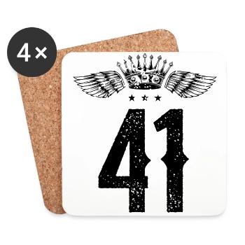 41 Zahl Krone - Untersetzer (4er-Set) - Weiß - Vorne