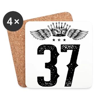 37 Number crown - Coasters (set of 4) - white - Front