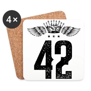 42 Couronne numérique - Dessous de verre (lot de 4) - blanc - Devant