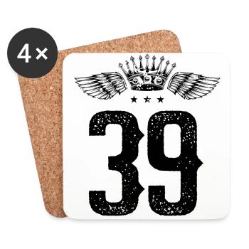 39 Number crown - Coasters (set of 4) - white - Front