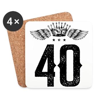 40 Zahl Krone - Untersetzer (4er-Set) - Weiß - Vorne