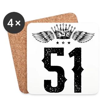 51 Number of crowns - Coasters (set of 4) - white - Front