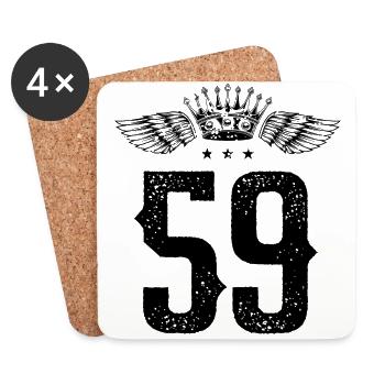 59 Couronne numérique - Dessous de verre (lot de 4) - blanc - Devant