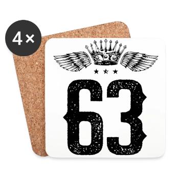 63 Zahl Krone - Untersetzer (4er-Set) - Weiß - Vorne