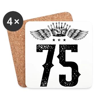 75 Zahl Krone - Untersetzer (4er-Set) - Weiß - Vorne