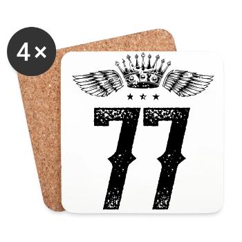 77 Zahl Krone - Untersetzer (4er-Set) - Weiß - Vorne