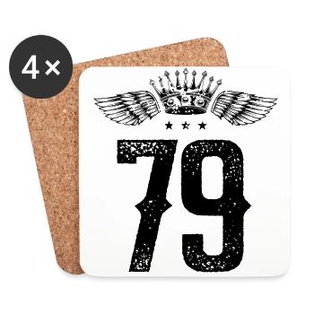 79 Zahl Krone - Untersetzer (4er-Set) - Weiß - Vorne