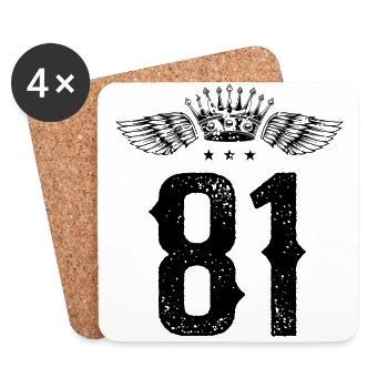 81 Couronne numérique - Dessous de verre (lot de 4) - blanc - Devant