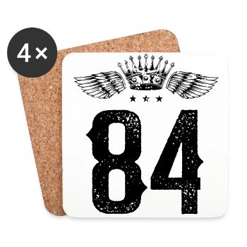84 Couronne numérique - Dessous de verre (lot de 4) - blanc - Devant