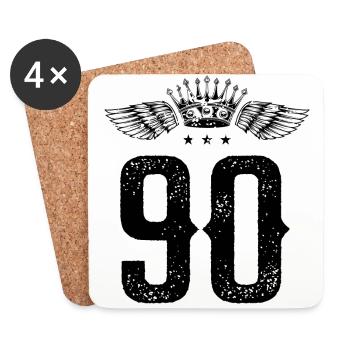 90 Zahl Krone - Untersetzer (4er-Set) - Weiß - Vorne
