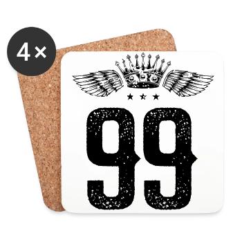 99 Couronne numérique - Dessous de verre (lot de 4) - blanc - Devant