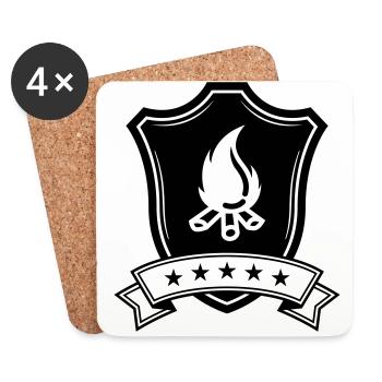 Armoiries du feu de camp - Dessous de verre (lot de 4) - blanc - Devant
