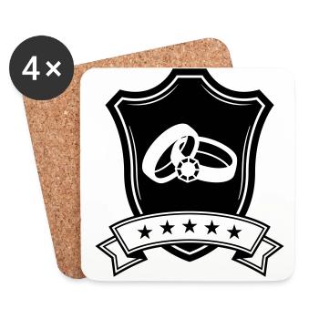 Anneaux de mariage Armoiries de mariage - Dessous de verre (lot de 4) - blanc - Devant