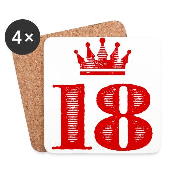 18 Zahl Krone - Untersetzer (4er-Set) - Weiß - Vorne
