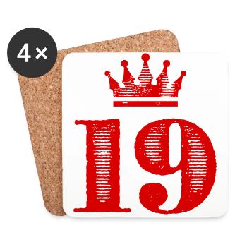 19 Zahl Krone - Untersetzer (4er-Set) - Weiß - Vorne