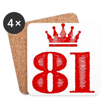 81 Zahl Krone - Untersetzer (4er-Set) - Weiß - Vorne