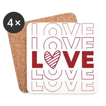 Valentine's Day Heart Love Gift Idea T-shirt - Coasters (set of 4) - white - Front