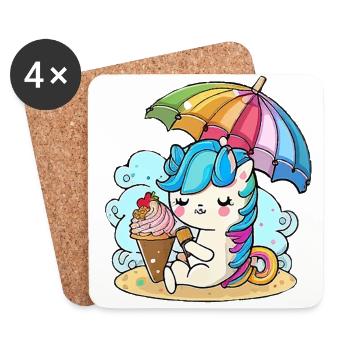 Rêves de licorne - Dessous de verre (lot de 4) - blanc - Devant