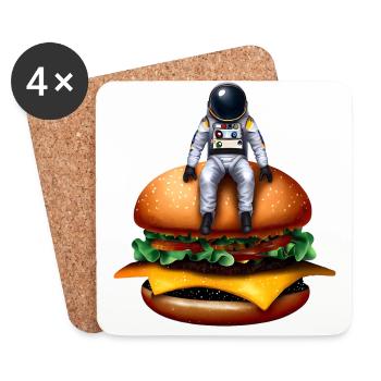 Space Astronaut Cheeseburger - Coasters (set of 4) - white - Front