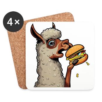 Lama mangeur de cheeseburger - Dessous de verre (lot de 4) - blanc - Devant