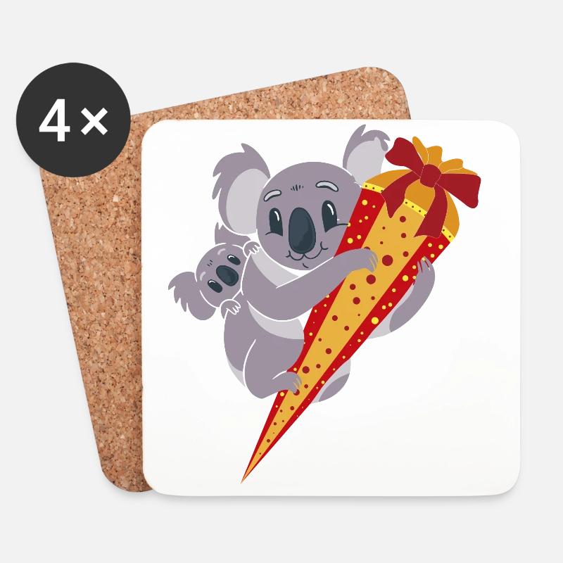 Koala Schultüte Schulanfang Schulkind ABC Schütze - Untersetzer (4er-Set) - Weiß