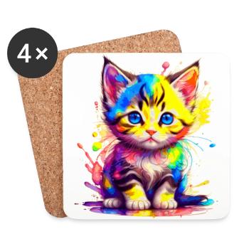 Rainbow Kitty - Coasters (set of 4) - white - Front