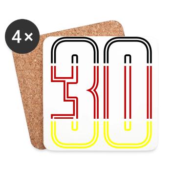 30 symbole de chiffres Allemagne - Dessous de verre (lot de 4) - blanc - Devant