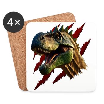 Tête Dinosaure T-Rex - Dessous de verre (lot de 4) - blanc - Devant