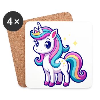 Cute Rainbow Unicorn - Coasters (set of 4) - white - Front