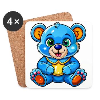 Teddy bleu - Dessous de verre (lot de 4) - blanc - Devant