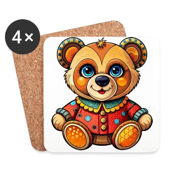 Ours en peluche avec pull - Dessous de verre (lot de 4) - blanc - Devant