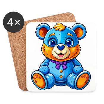 Teddy bleu - Dessous de verre (lot de 4) - blanc - Devant