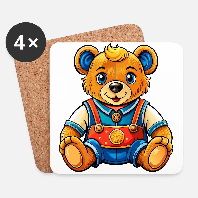Süßer Teddy - Untersetzer (4er-Set) - Weiß