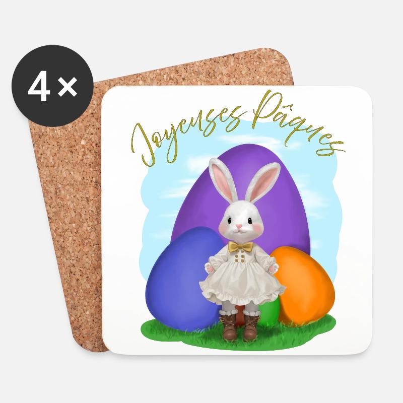 Easter Rabbit - Coasters (set of 4) - white